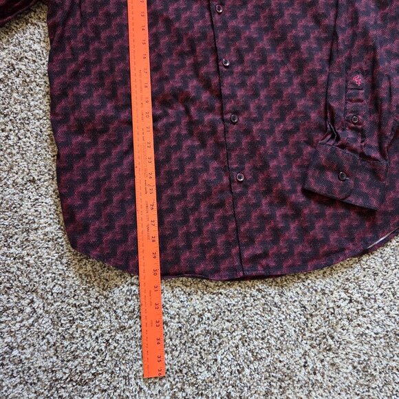 Robert Graham Mens 2XL Red Black Zigzag Pattern Long Sleeve Flip Cuff Button Up - Picture 6 of 8